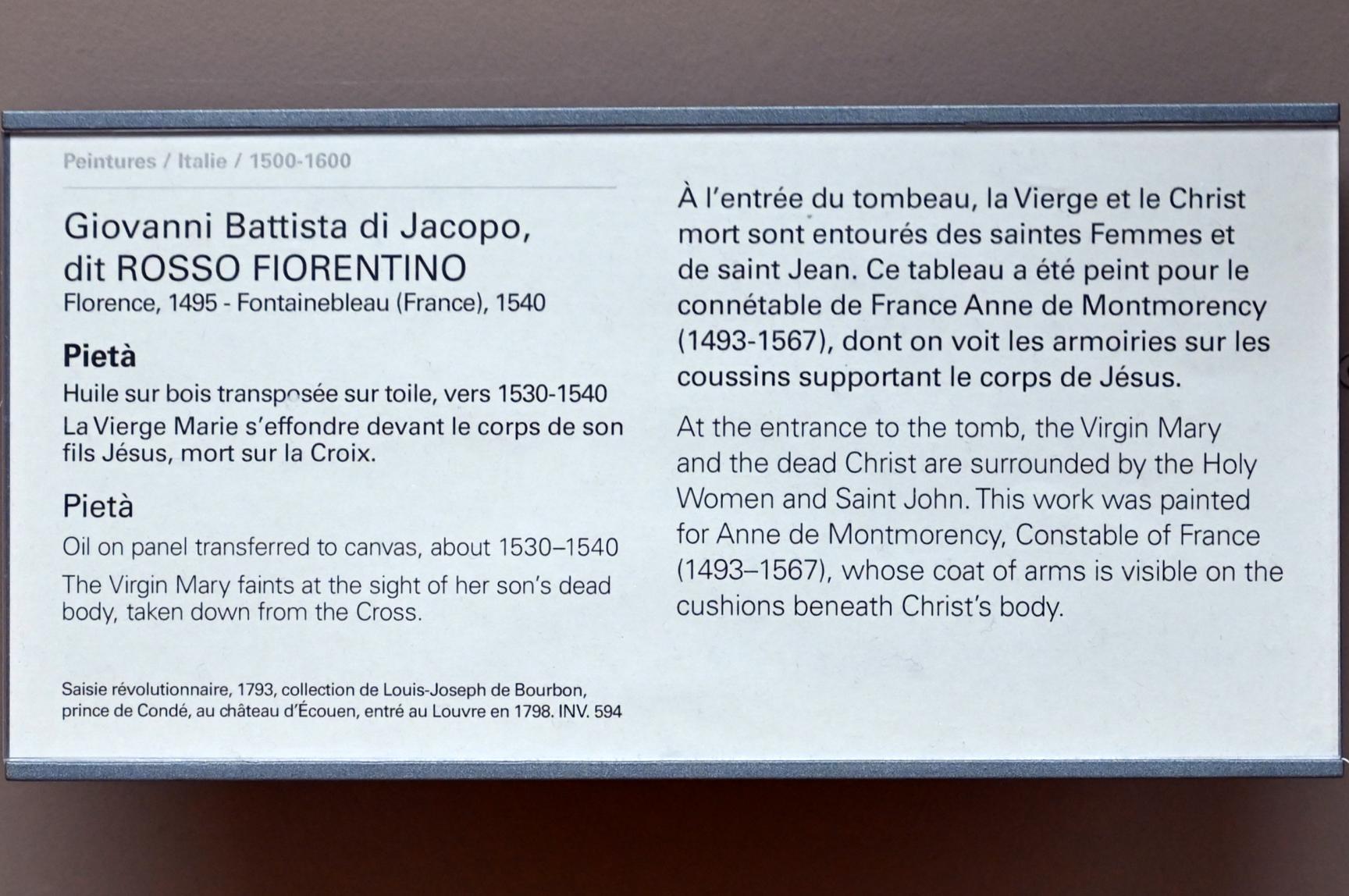 Giovan Battista di Jacopo (Rosso Fiorentino) (1515–1535), Pietà, Paris, Musée du Louvre, Saal 712b, um 1530–1540, Bild 2/2