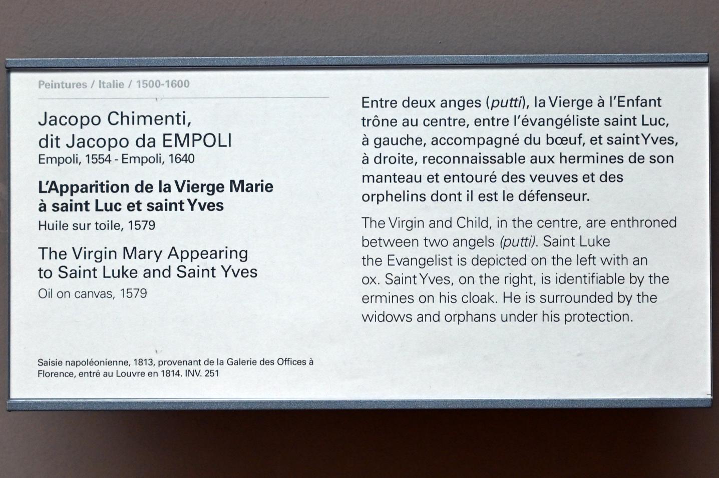 Jacopo da Empoli (1579–1600), Maria erscheint dem Heiligen Lukas und dem Heiligen Ivo, Paris, Musée du Louvre, Saal 712c, 1579, Bild 2/2