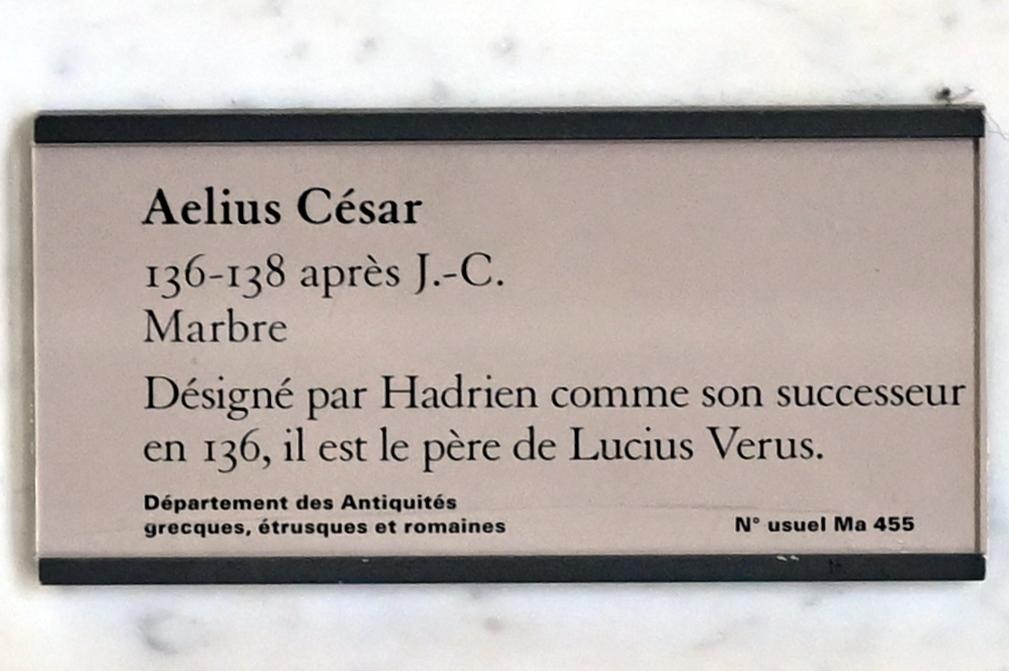 Lucius Aelius Caesar, Paris, Musée du Louvre, Saal 712d, 136–138, Bild 2/2