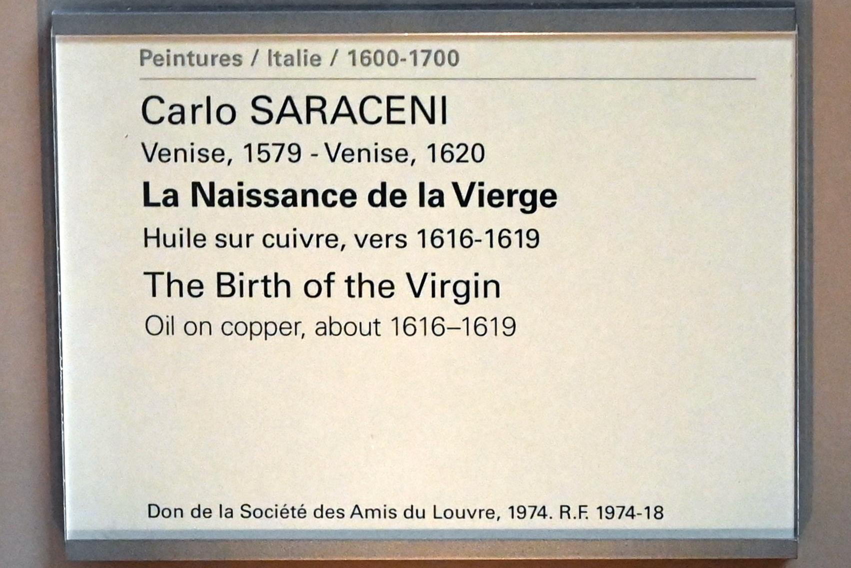 Carlo Saraceni (1598–1617), Mariä Geburt, Paris, Musée du Louvre, Saal 716a, um 1616–1619, Bild 2/2