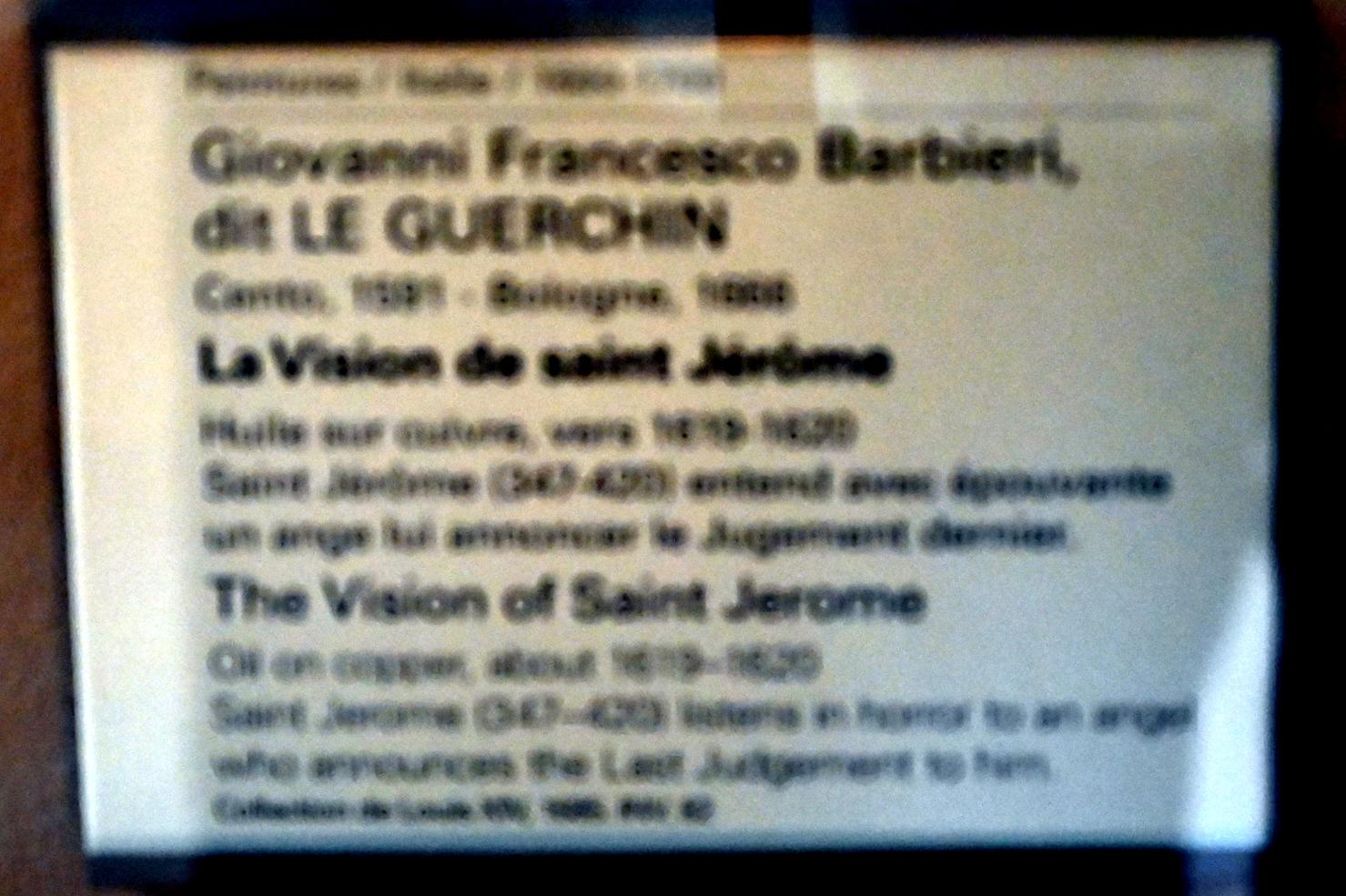 Giovanni Francesco Barbieri (Il Guercino) (1612–1659), Die Vision des Heiligen Hieronymus, Paris, Musée du Louvre, Saal 716a, 1. Viertel 17. Jhd., Bild 2/2