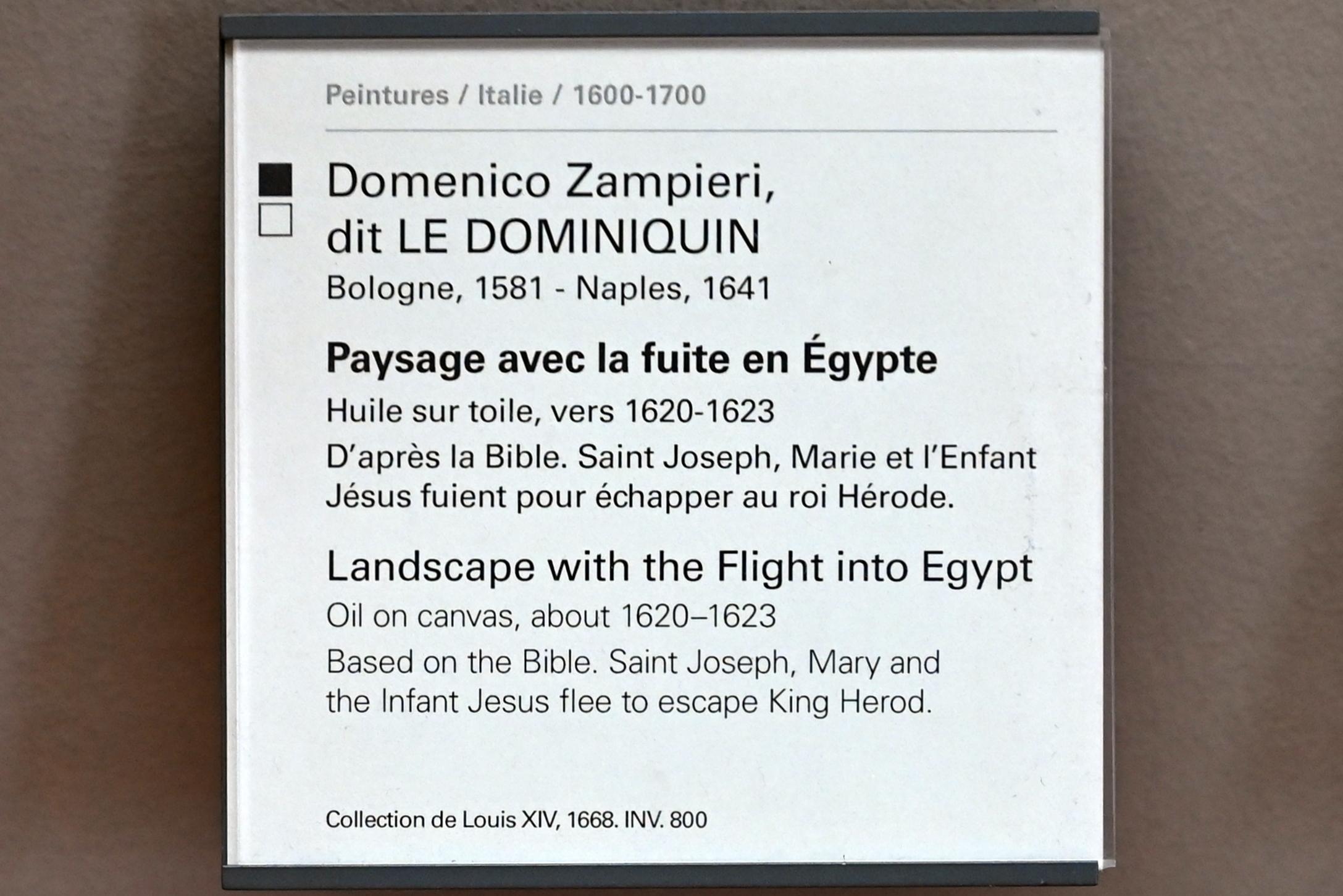 Domenichino (Domenico Zampieri) (1602–1627), Landschaft mit der Flucht nach Ägypten, Paris, Musée du Louvre, Saal 716a, um 1620–1623, Bild 2/2