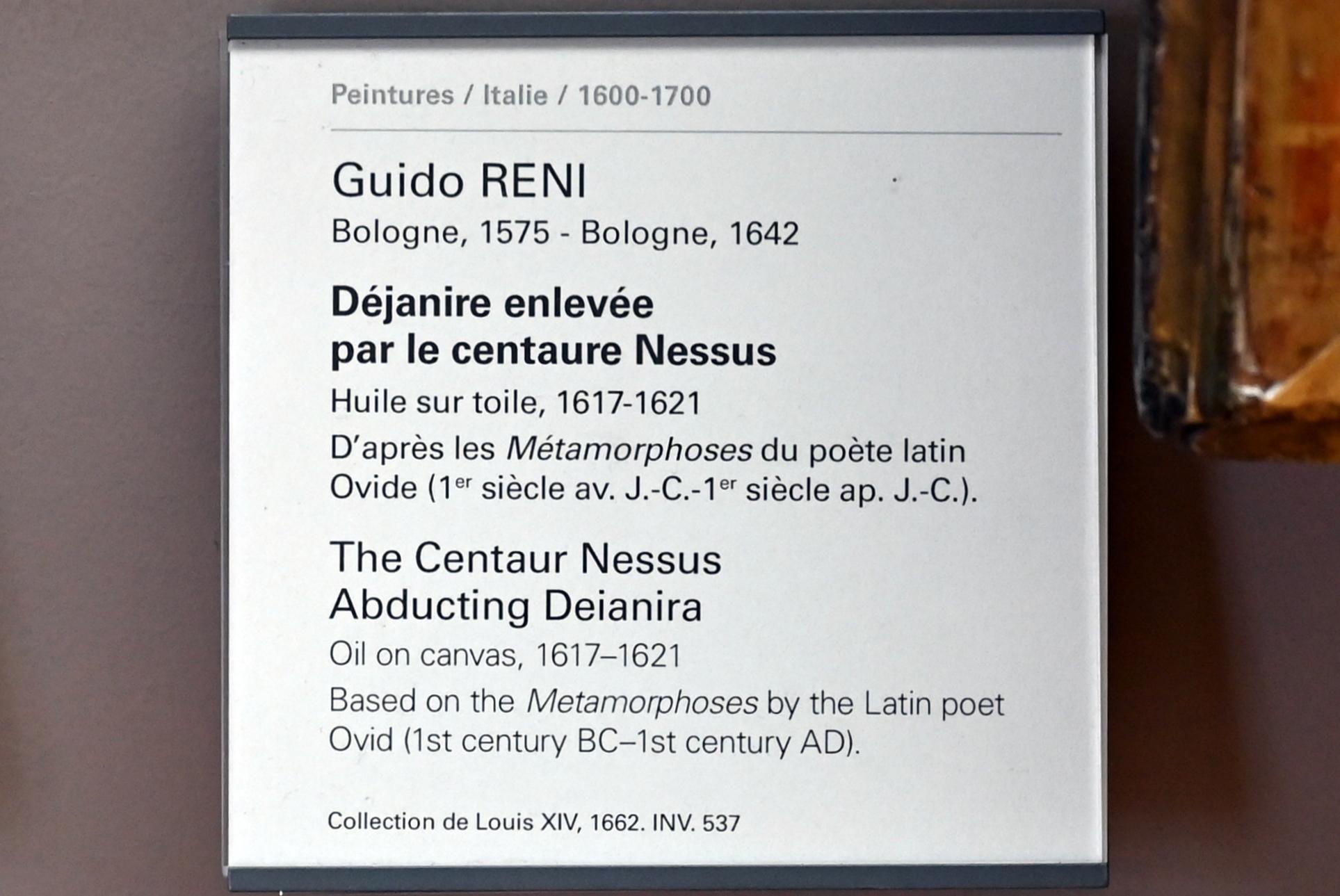 Guido Reni (1596–1641), Der Kentaur Nessus entführt Deianira, Mantua, Villa La Favorita, jetzt Paris, Musée du Louvre, Saal 716a, um 1617–1621, Bild 2/2