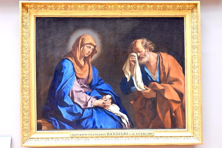 Giovanni Francesco Barbieri (Il Guercino) (1612–1659), Der heilige Petrus weint vor der Jungfrau (Die Tränen des heiligen Petrus), Paris, Musée du Louvre, Saal 716a, 1647, Bild 1/2