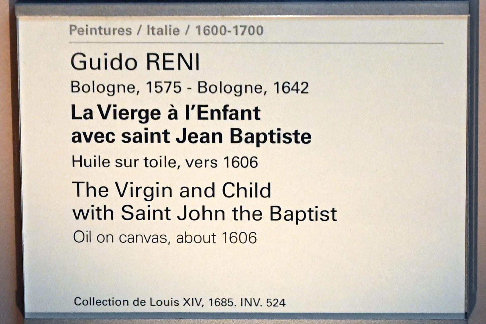 Guido Reni (1596–1641), Die Jungfrau und das Kind mit dem Johannesknaben, Paris, Musée du Louvre, Saal 716a, um 1606, Bild 2/2