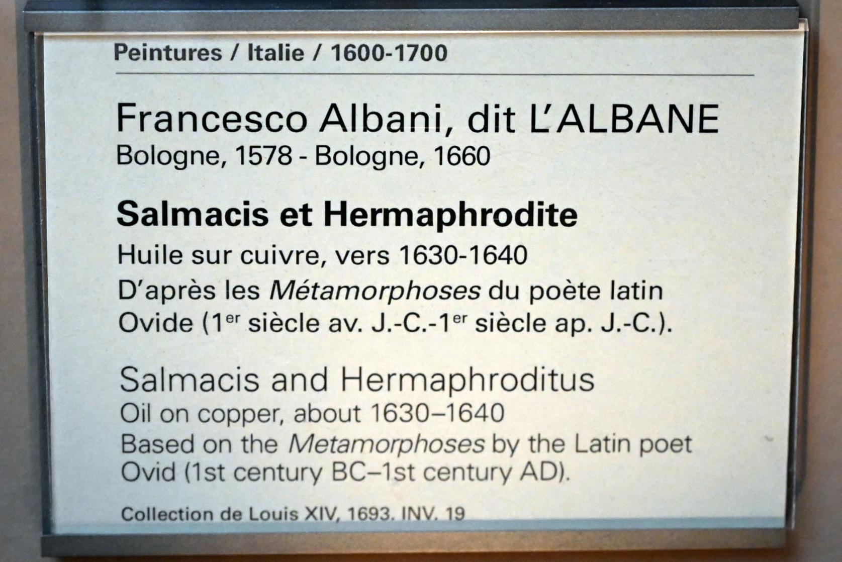 Francesco Albani (1599–1655), Salmakis und Hermaphroditos, Paris, Musée du Louvre, Saal 716a, um 1630–1640, Bild 2/2