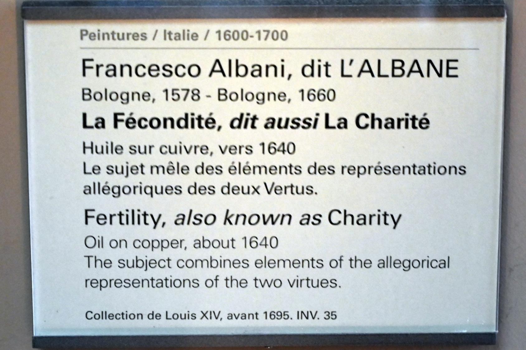 Francesco Albani (1599–1655), Fruchtbarkeit (Wohltätigkeit), Paris, Musée du Louvre, Saal 716a, um 1640, Bild 2/2