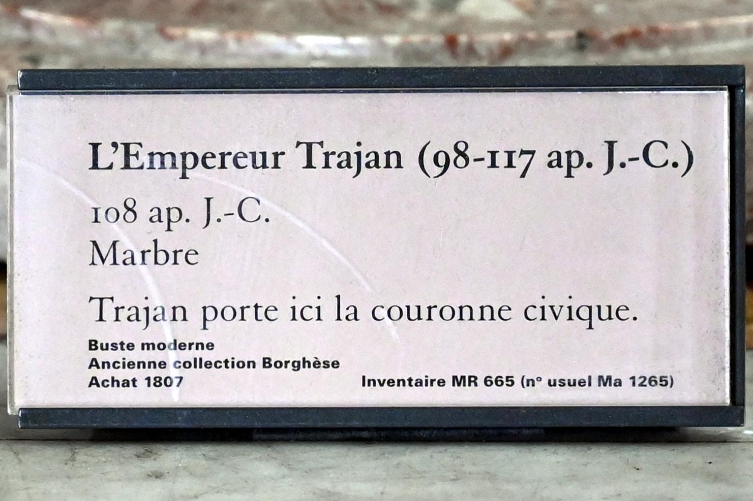 Kaiser Trajan (98-117 n. Chr.), Paris, Musée du Louvre, Saal 716a, 108, Bild 2/2