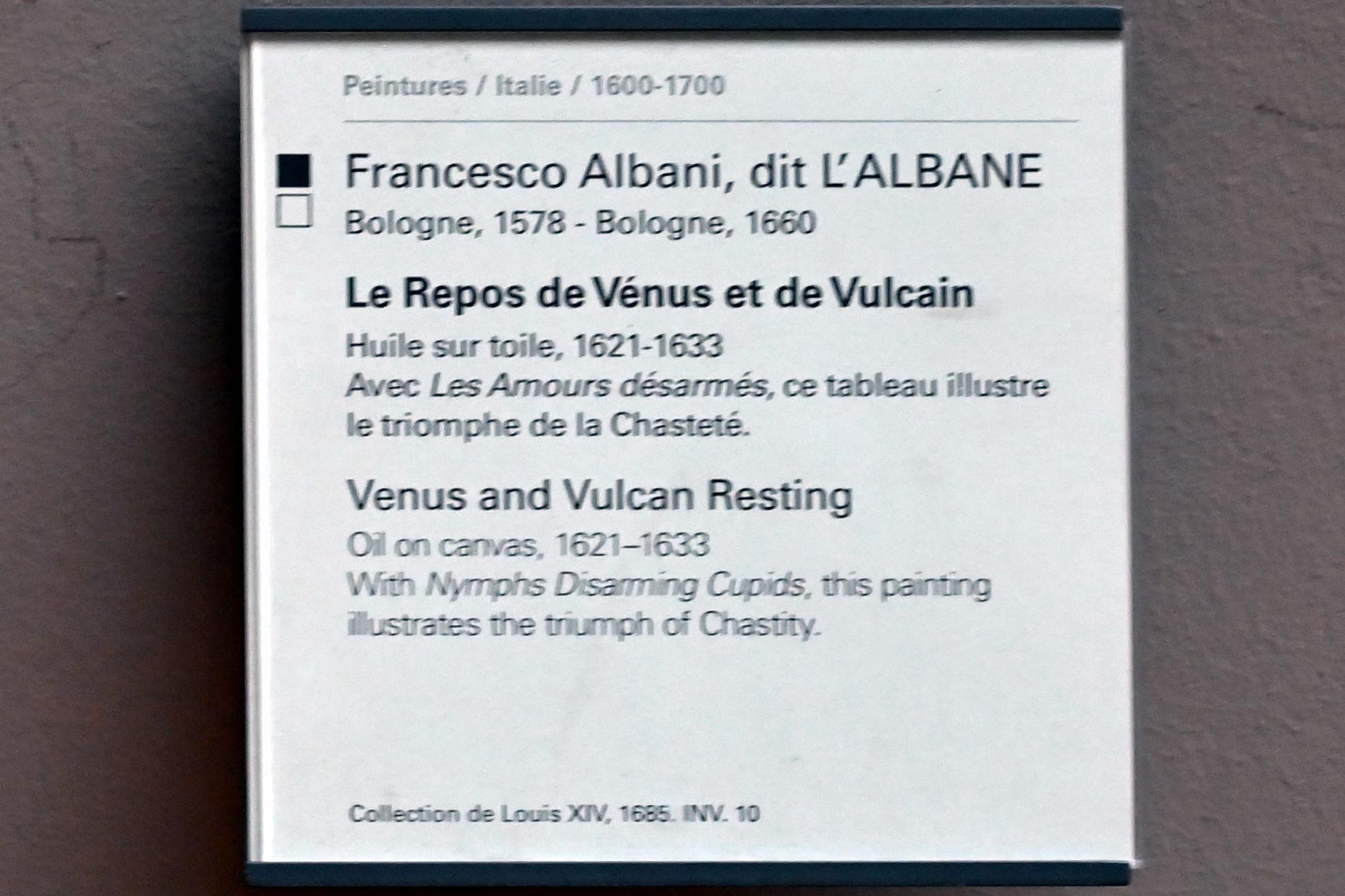 Francesco Albani (1599–1655), Venus und Vulkan in der Rast, Mantua, Villa La Favorita, jetzt Paris, Musée du Louvre, Saal 716d, 1621–1633, Bild 2/2