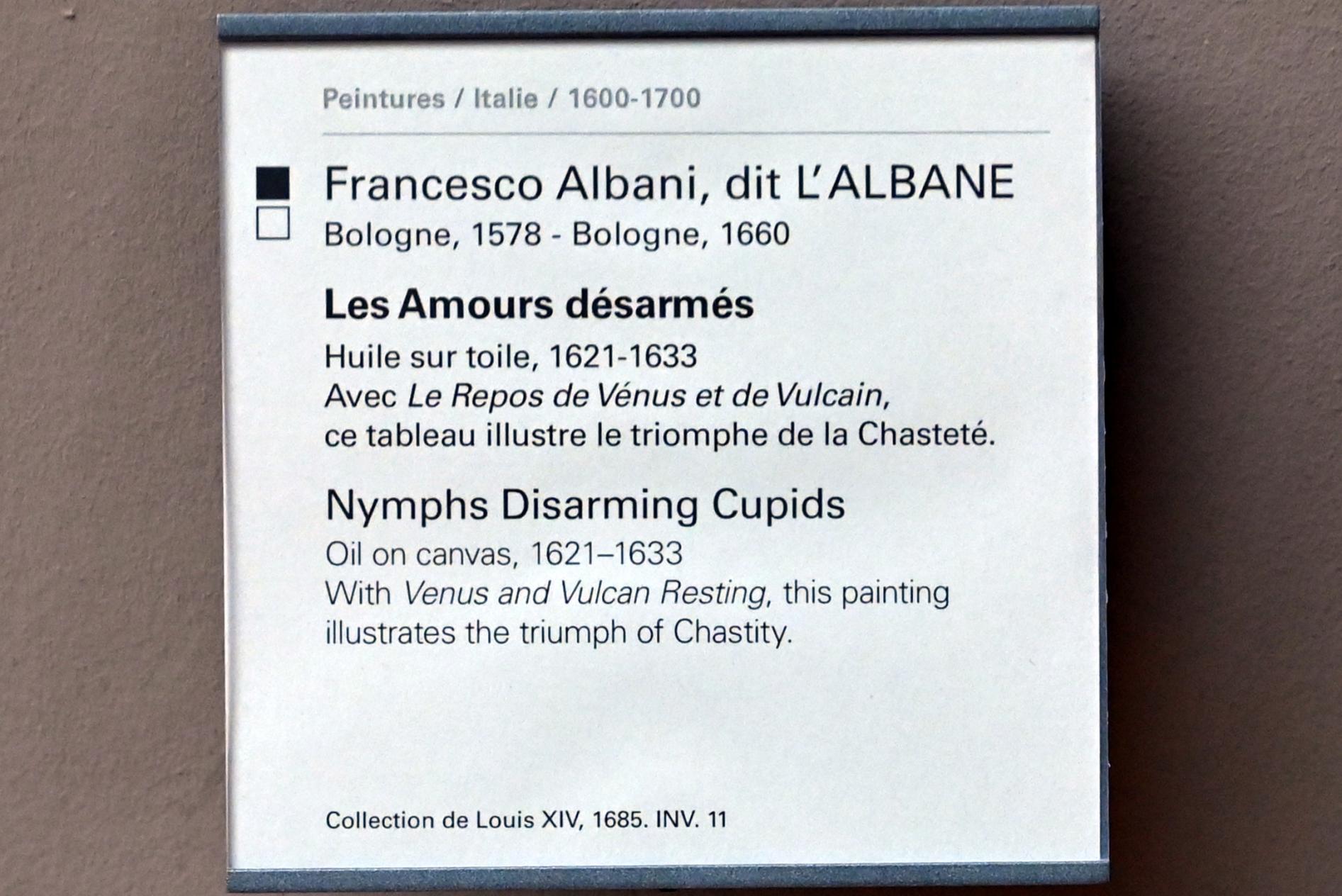 Francesco Albani (1599–1655), Nymphen entwaffnen die Amoretten, Mantua, Villa La Favorita, jetzt Paris, Musée du Louvre, Saal 716d, 1621–1633, Bild 2/2