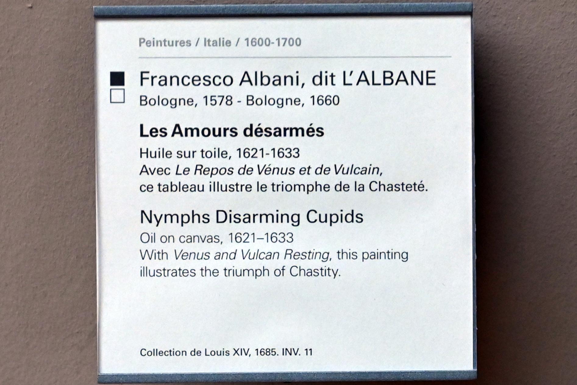 Francesco Albani (1599–1655), Nymphen entwaffnen die Amoretten, Mantua, Villa La Favorita, jetzt Paris, Musée du Louvre, Saal 716d, 1621–1633, Bild 2/2