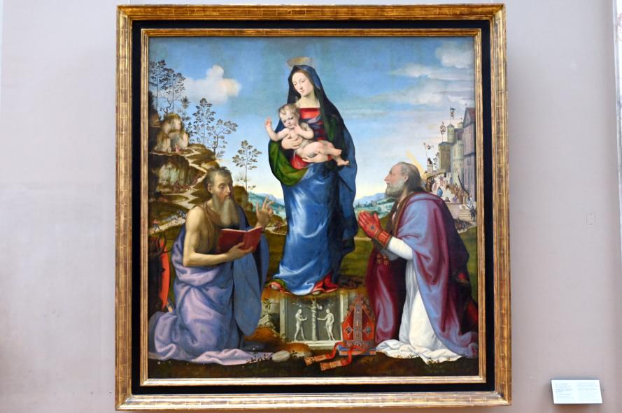 Mariotto Albertinelli (1506–1511), Maria mit Kind zwischen den Heiligen Hieronymus und Zenobius, Florenz, Santa Trinita, jetzt Paris, Musée du Louvre, Saal 710f, 1506
