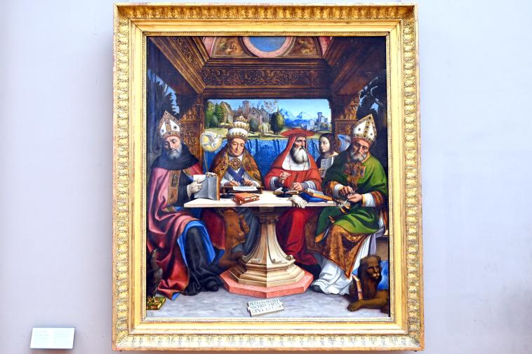 Pier Francesco Sacchi (1516), Die vier Kirchenlehrer, Genua, Commenda di San Giovanni di Pré, jetzt Paris, Musée du Louvre, Saal 710f, 1516