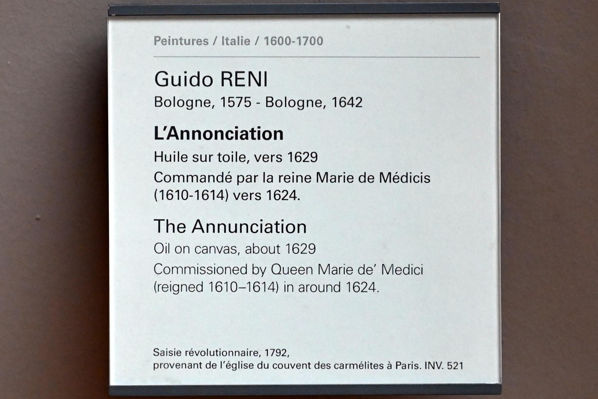 Guido Reni (1596–1641), Mariä Verkündigung, Paris, Musée du Louvre, Saal 716e, um 1624, Bild 2/2