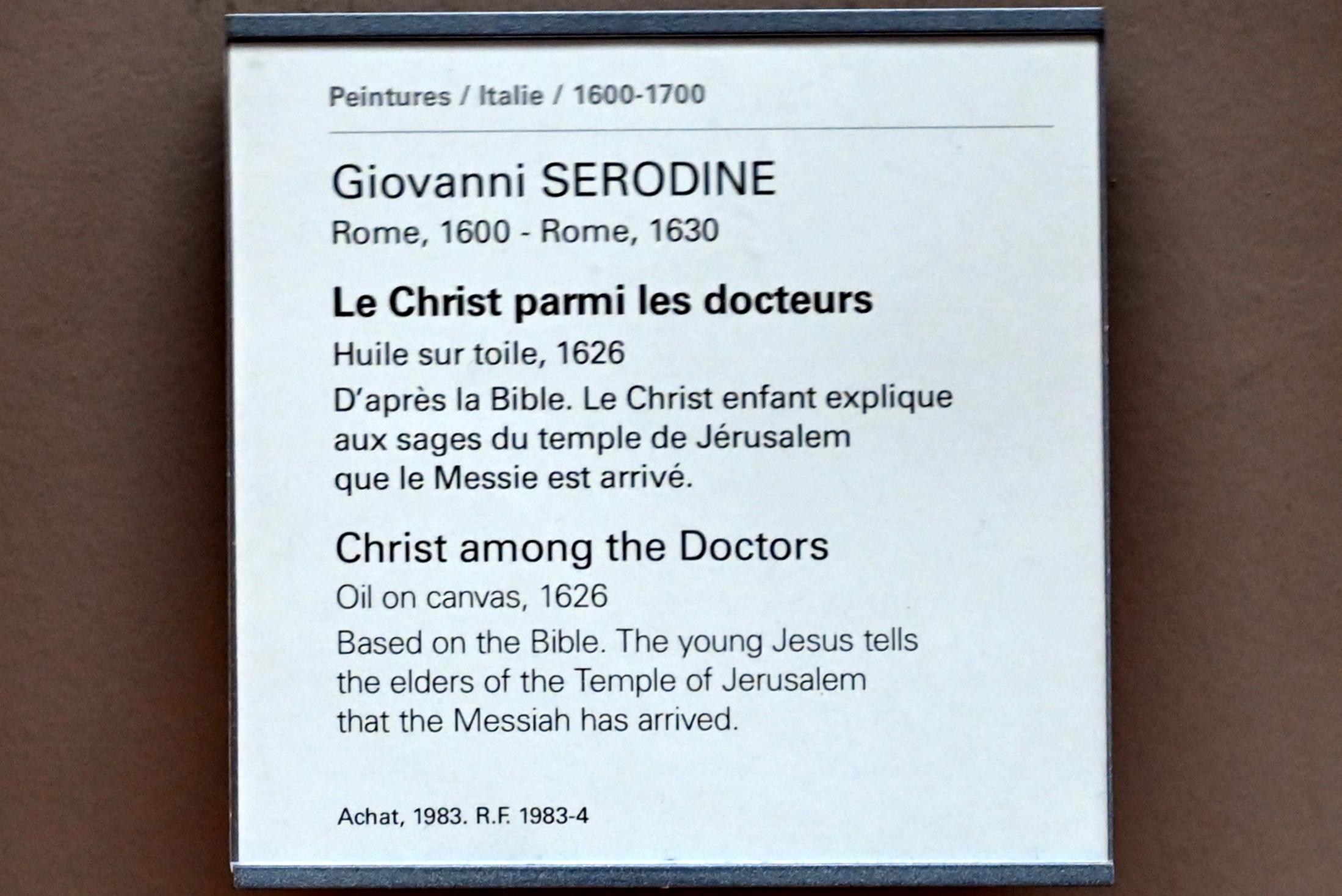 Giovanni Serodine (1622–1629), Jesus unter den Schriftgelehrten, Paris, Musée du Louvre, Saal 716e, 1626, Bild 2/2