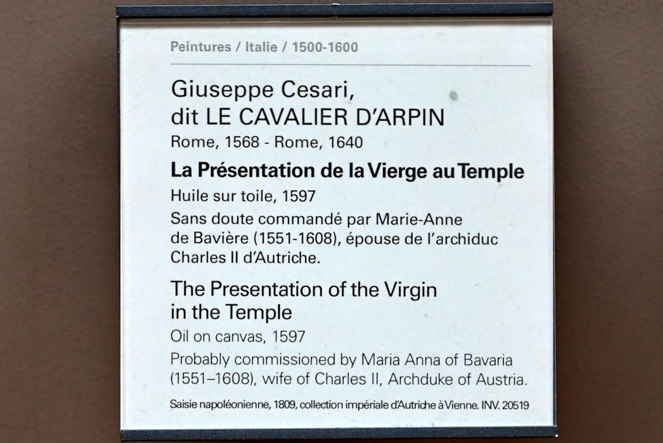 Giuseppe Cesari (Il Cavaliere d'Arpino) (1596–1608), Mariä Tempelgang, Paris, Musée du Louvre, Saal 716e, 1597, Bild 2/2