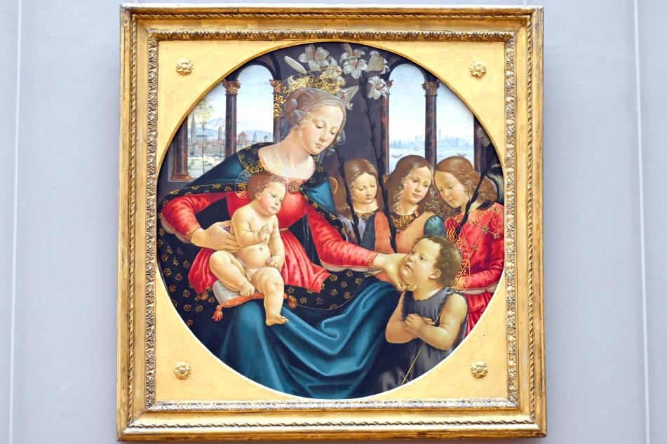 Domenico Ghirlandaio (1473–1494), Die Jungfrau Maria und das Jesuskind mit dem Johannesknaben und drei Engeln, Paris, Musée du Louvre, Saal 710h, um 1490