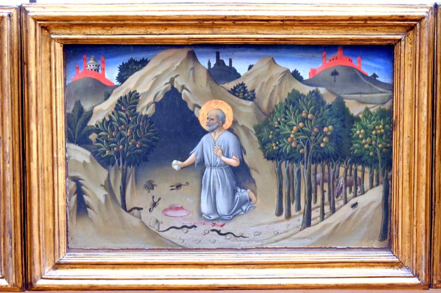 Sano di Pietro (1437–1481), Szenen aus dem Leben des Heiligen Hieronymus, Siena, Convento di San Girolamo, jetzt Paris, Musée du Louvre, Saal 709, 1444, Bild 3/8