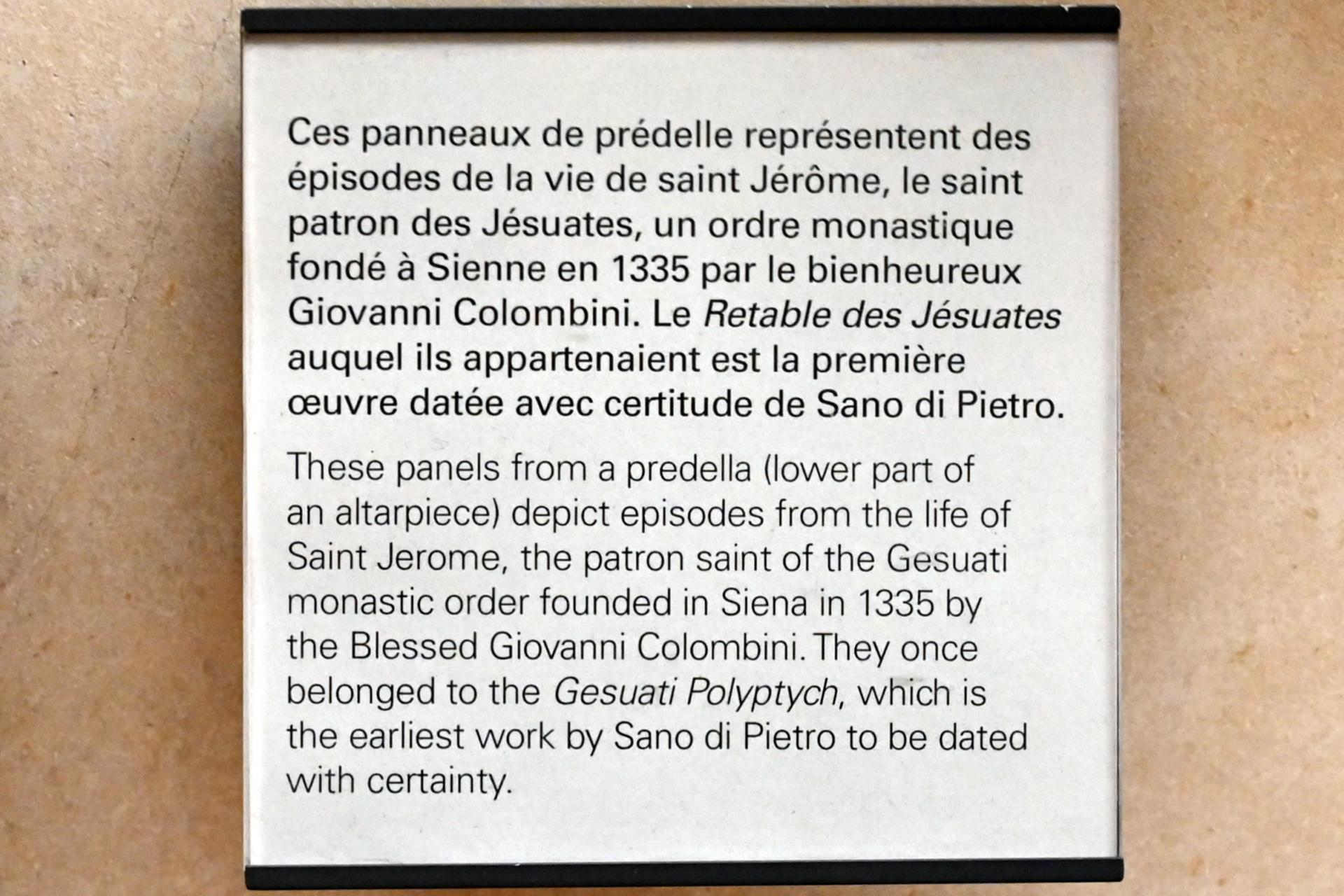 Sano di Pietro (1437–1481), Szenen aus dem Leben des Heiligen Hieronymus, Siena, Convento di San Girolamo, jetzt Paris, Musée du Louvre, Saal 709, 1444, Bild 8/8