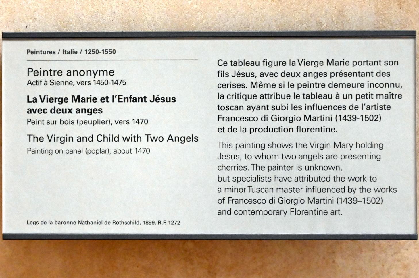 Die Jungfrau Maria und das Jesuskind mit zwei Engeln, Paris, Musée du Louvre, Saal 709, um 1470, Bild 2/2