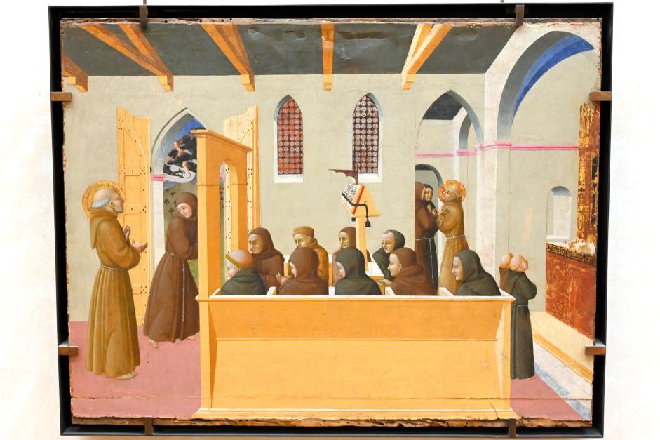 Stefano di Giovanni di Consolo (Sassetta) (1432–1444), Die Verdammung der Seele des Geizhalses von Citerna (Umbrien), Sansepolcro, Chiesa di San Francesco, jetzt Paris, Musée du Louvre, Saal 709, 1437–1444