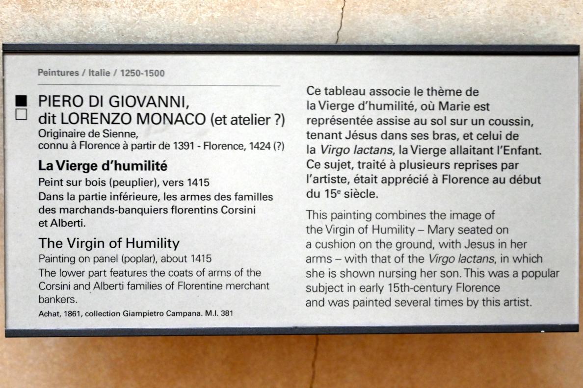 Lorenzo Monaco (Piero di Giovanni) (1387–1415), Madonna der Demut, Paris, Musée du Louvre, Saal 709, um 1415, Bild 2/2