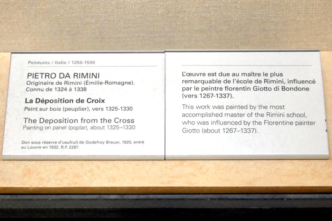 Pietro da Rimini (1325–1330), Die Kreuzabnahme, Paris, Musée du Louvre, Saal 709, um 1325–1330, Bild 2/2