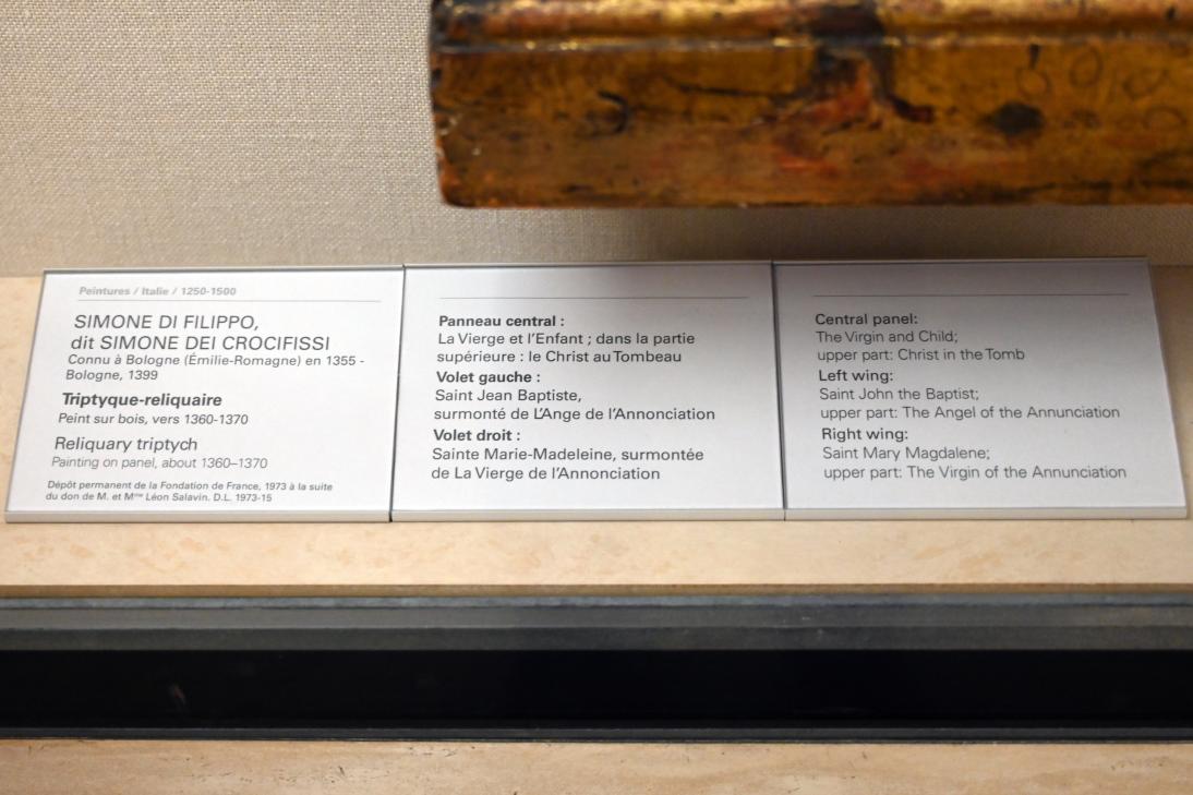 Simone dei Crocifissi (Simone di Filippo Benvenuti) (1352–1399), Triptychon-Reliquiar, Paris, Musée du Louvre, Saal 709, um 1360–1370, Bild 2/2