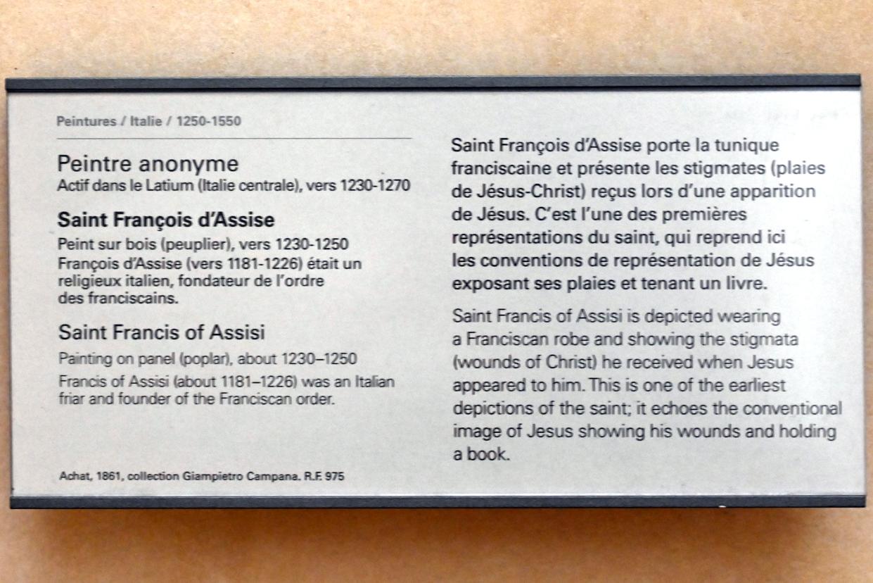 Heiliger Franziskus von Assisi, Paris, Musée du Louvre, Saal 709, um 1230–1250, Bild 2/2