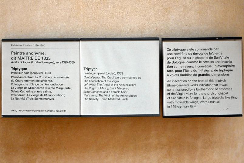 Meister von 1333 (1333), Triptychon, Bologna, Chiesa San Vitale, jetzt Paris, Musée du Louvre, Saal 709, 1333, Bild 2/2