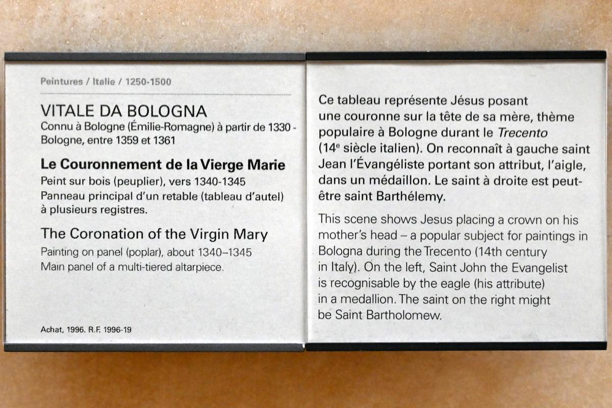Vitale da Bologna (1329–1350), Krönung der Jungfrau Maria, Paris, Musée du Louvre, Saal 709, um 1340–1345, Bild 2/2