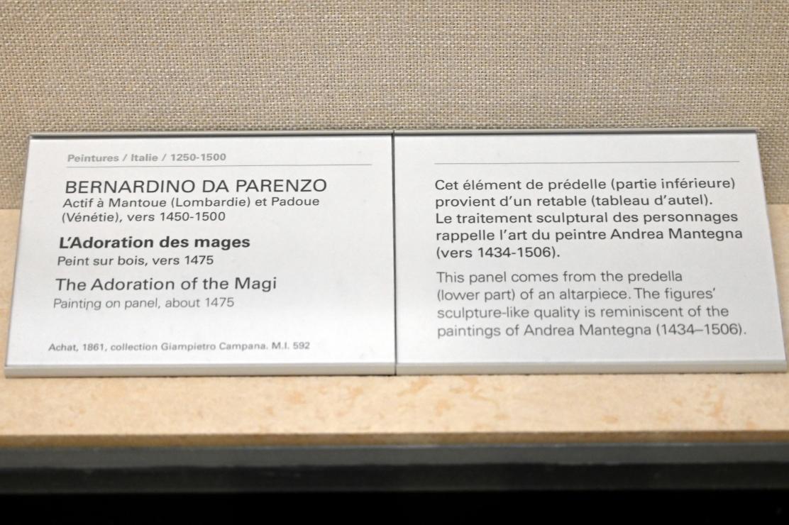 Bernardo Parentino (Bernardo Parenzano) (1475–1494), Anbetung der Könige, Paris, Musée du Louvre, Saal 709, um 1475, Bild 2/2