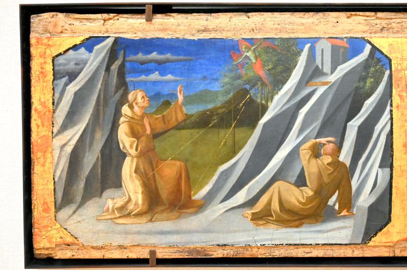 Francesco Pesellino (1442–1456), Der heilige Franziskus empfängt die Stigmata, Florenz, Franziskanerkirche Santa Croce, jetzt Paris, Musée du Louvre, Saal 709, um 1440–1445