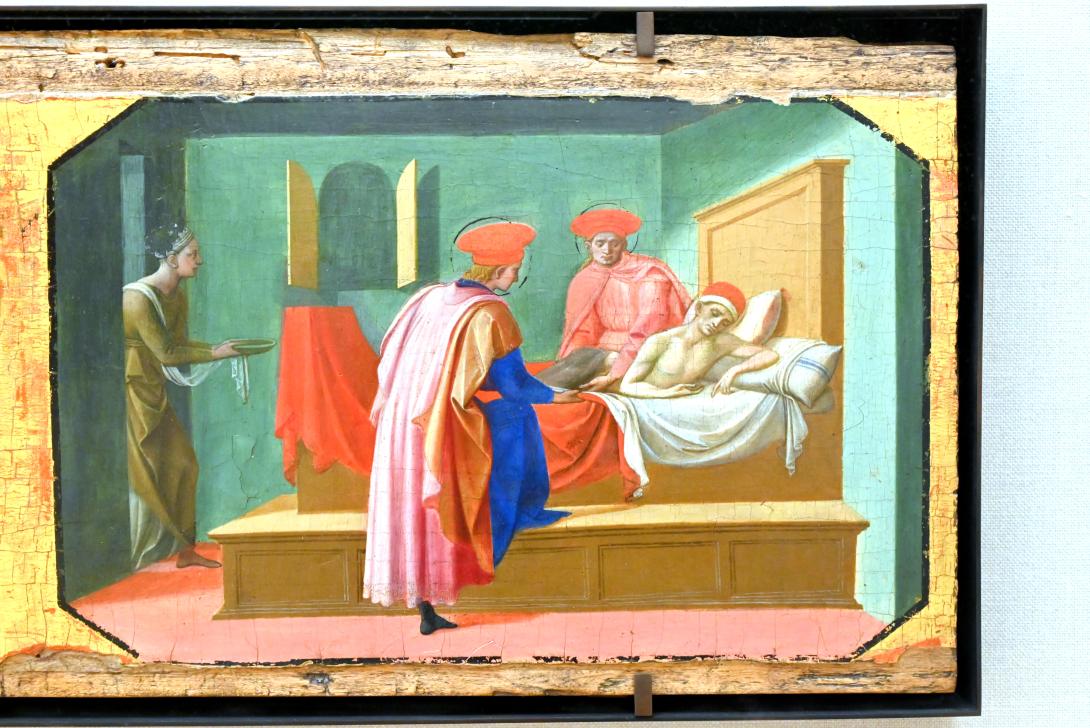 Francesco Pesellino (1442–1456), Die Heiligen Cosmas und Damian heilen einen Kranken, Florenz, Franziskanerkirche Santa Croce, jetzt Paris, Musée du Louvre, Saal 709, um 1440–1445
