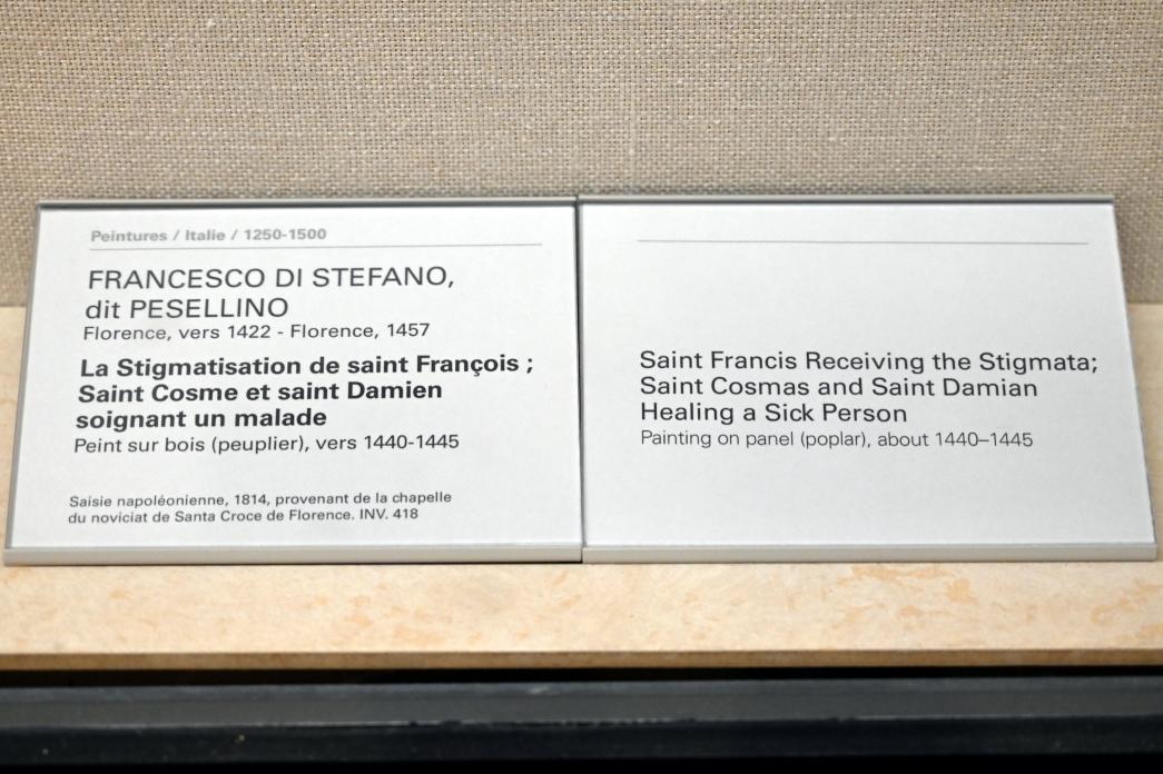 Francesco Pesellino (1442–1456), Die Heiligen Cosmas und Damian heilen einen Kranken, Florenz, Franziskanerkirche Santa Croce, jetzt Paris, Musée du Louvre, Saal 709, um 1440–1445, Bild 2/2