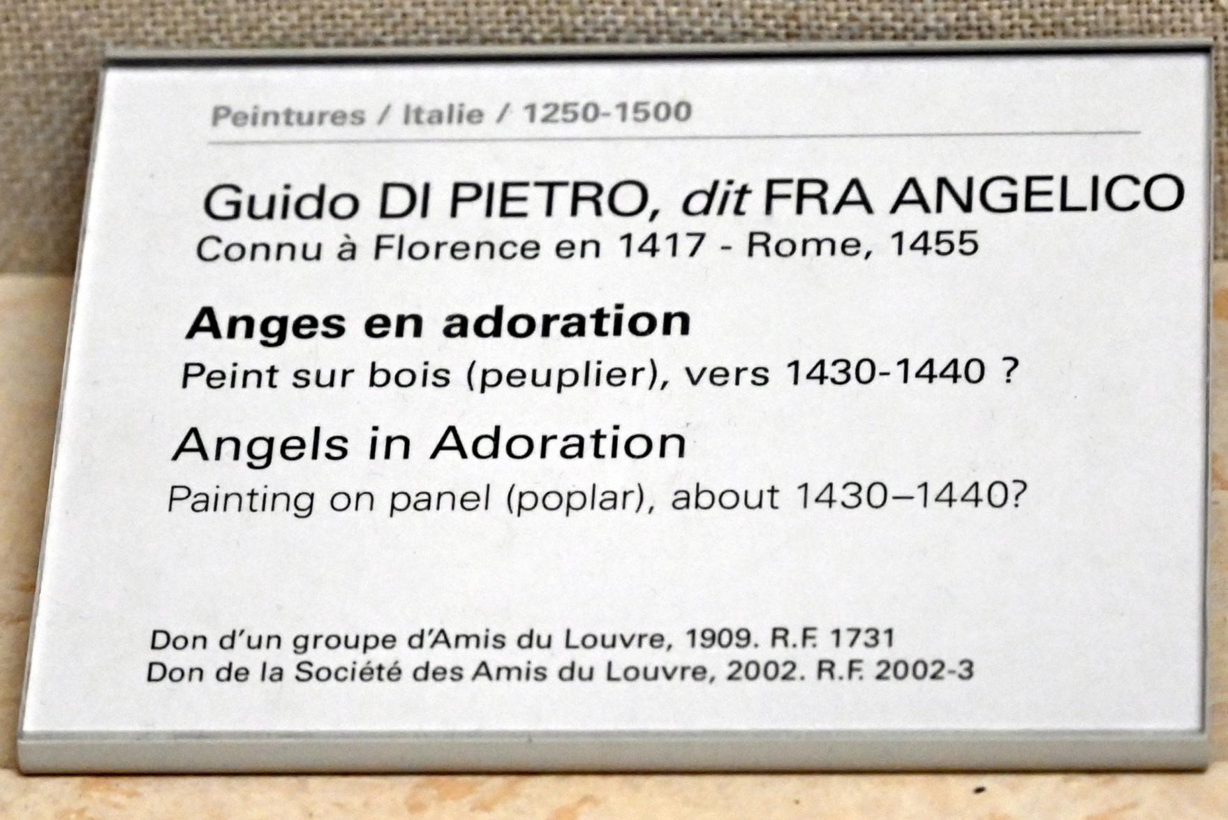 Fra Angelico (Guido di Pietro) (1421–1447), Anbetungsengel, Paris, Musée du Louvre, Saal 709, um 1430–1440, Bild 2/2