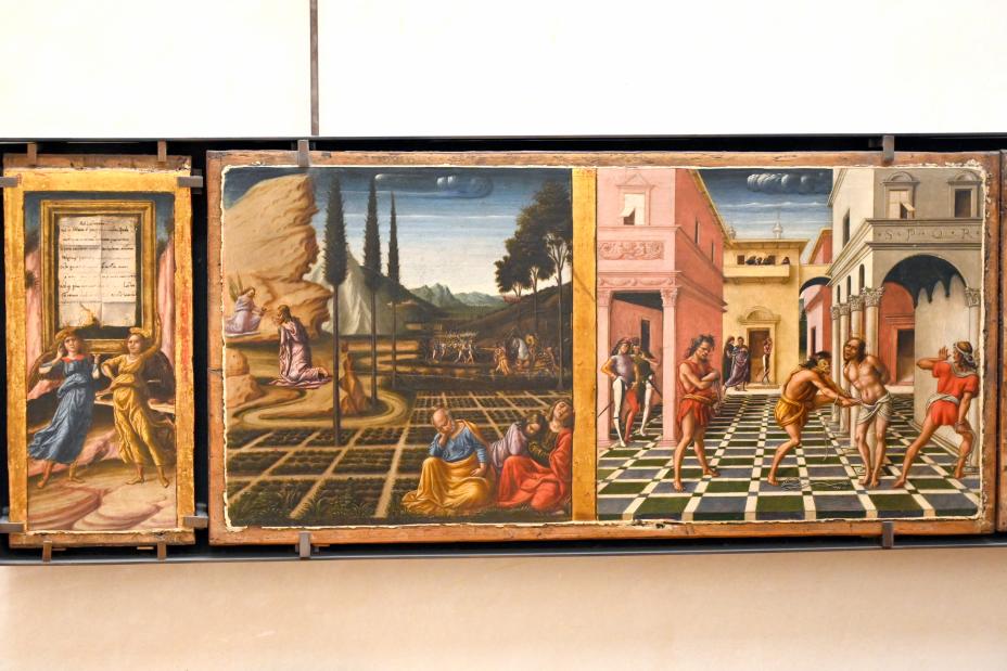 Nicolò Alunno (Niccolò di Liberatore) (1459–1492), Predella eines Polyptychons, Paris, Musée du Louvre, Saal 709, 1492, Bild 2/6