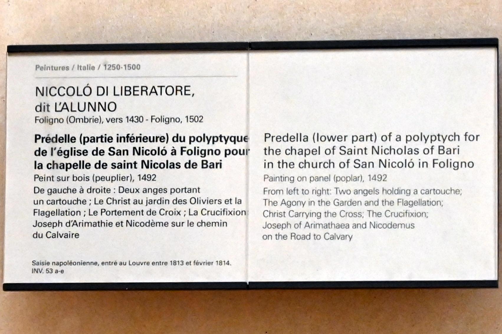 Nicolò Alunno (Niccolò di Liberatore) (1459–1492), Predella eines Polyptychons, Paris, Musée du Louvre, Saal 709, 1492, Bild 5/6