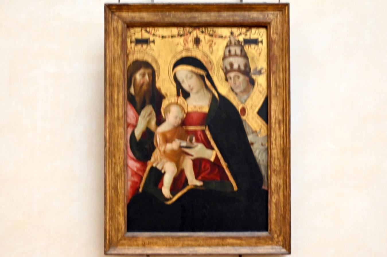 Pinturicchio (Pintoricchio) (1484–1505), Die Jungfrau Maria und das Jesuskind zwischen dem Heiligen Hieronymus und dem Heiligen Gregor dem Großen, Paris, Musée du Louvre, Saal 709, um 1502–1508