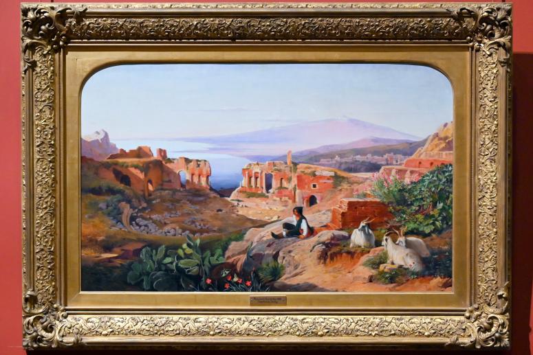 Edward Lear (1852), Blick auf Taormina auf Sizilien mit dem Ätna in der Ferne, Paris, Musée du Louvre, Saal 713, 1852