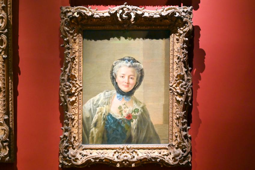 François-Hubert Drouais (1737–1763), Porträt der Madame Drouais, geborene Anne-Françoise Doré (1732–ca. 1815), Ehefrau des Künstlers, Paris, Musée du Louvre, Saal 714, um 1758