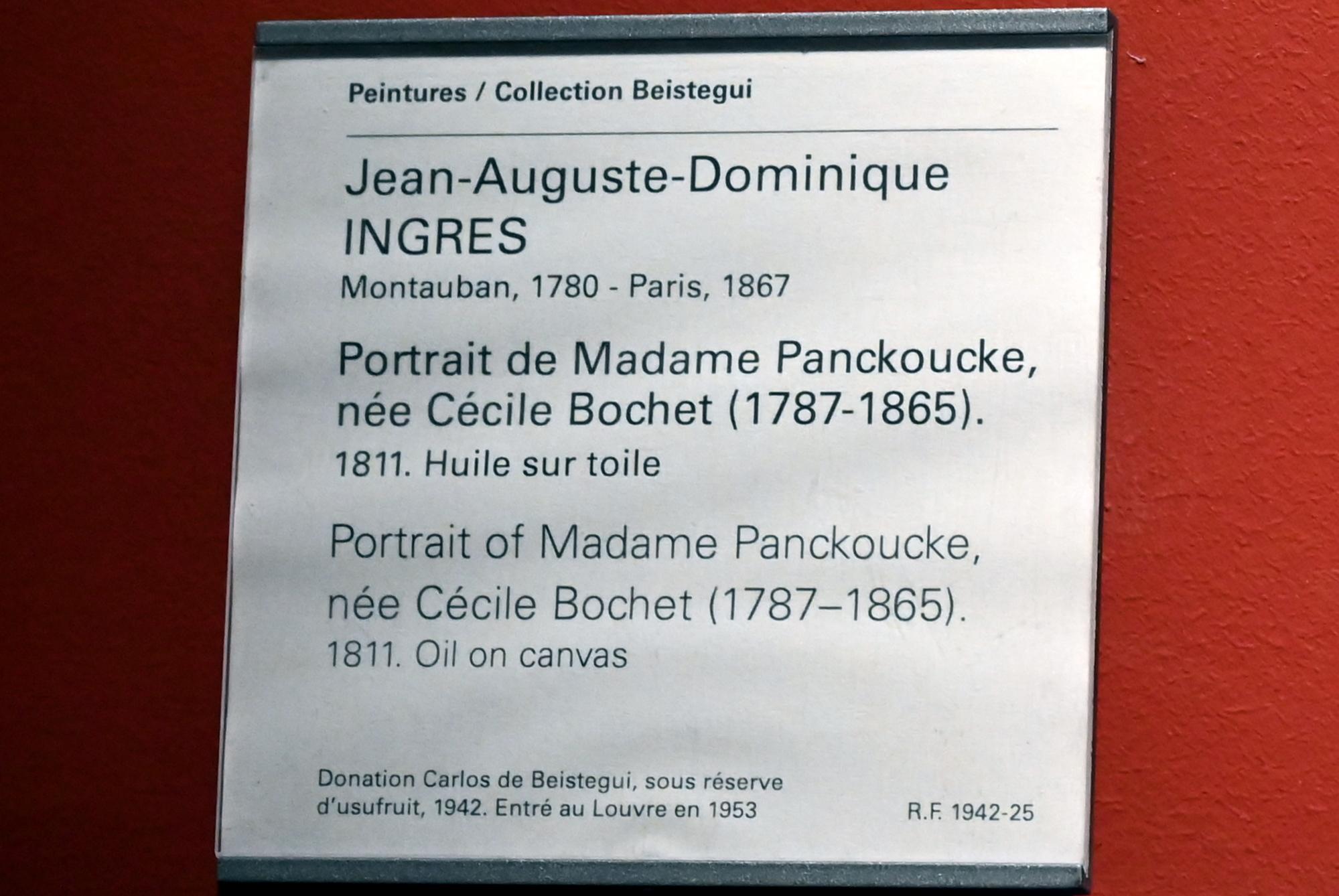 Jean-Auguste-Dominique Ingres (1805–1856), Porträt der Madame Panckoucke, geb. Cécile Bochet (1787-1865), Paris, Musée du Louvre, Saal 714, 1811, Bild 2/2