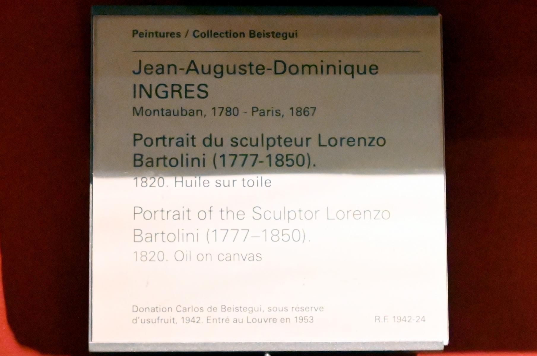 Jean-Auguste-Dominique Ingres (1805–1856), Porträt des Bildhauers Lorenzo Bartolini (1777-1850), Paris, Musée du Louvre, Saal 714, 1820, Bild 2/2