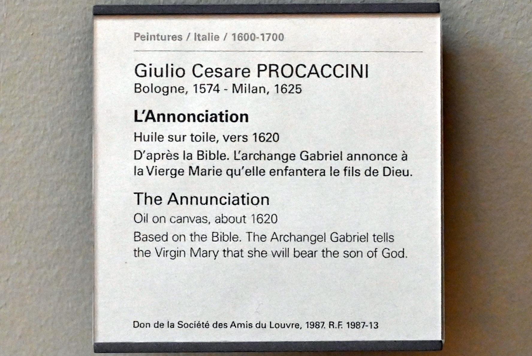 Giulio Cesare Procaccini (1611–1621), Mariä Verkündigung, Paris, Musée du Louvre, Saal 717, um 1620, Bild 2/2