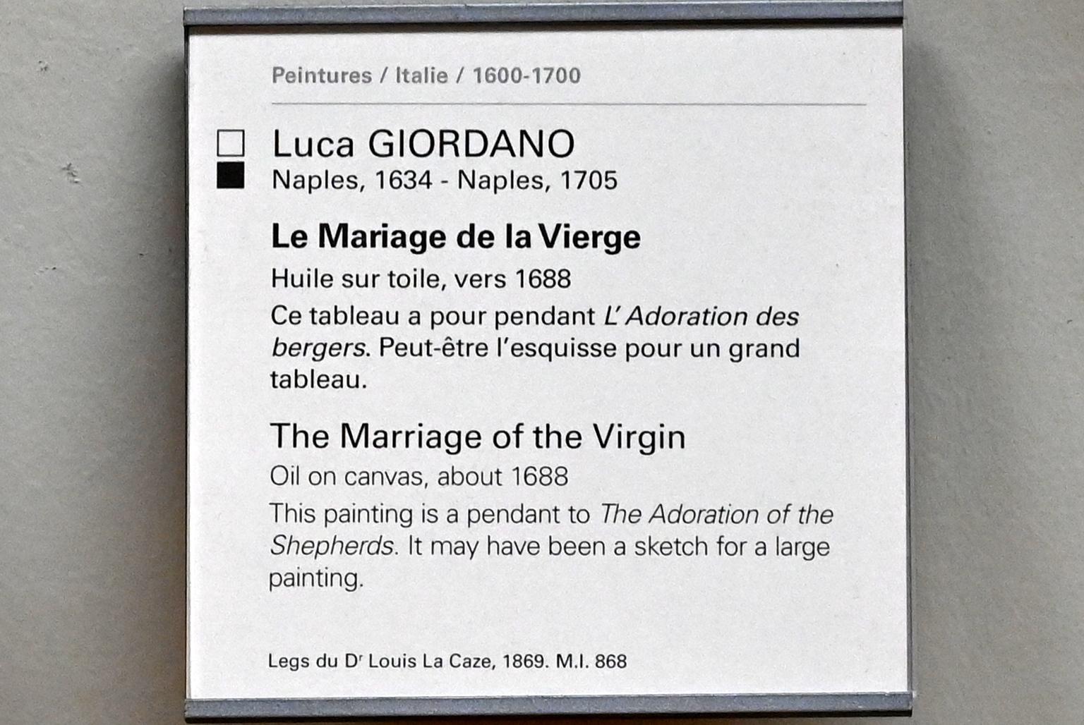 Luca Giordano (1651–1696), Vermählung Mariens, Paris, Musée du Louvre, Saal 717, um 1688, Bild 2/2