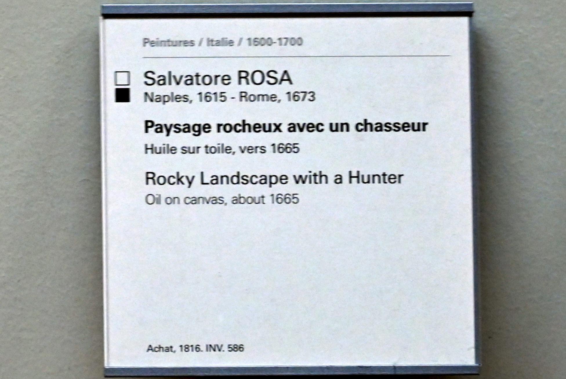 Salvator Rosa (1641–1668), Jäger in einer felsigen Landschaft, Paris, Musée du Louvre, Saal 717, um 1665, Bild 2/2