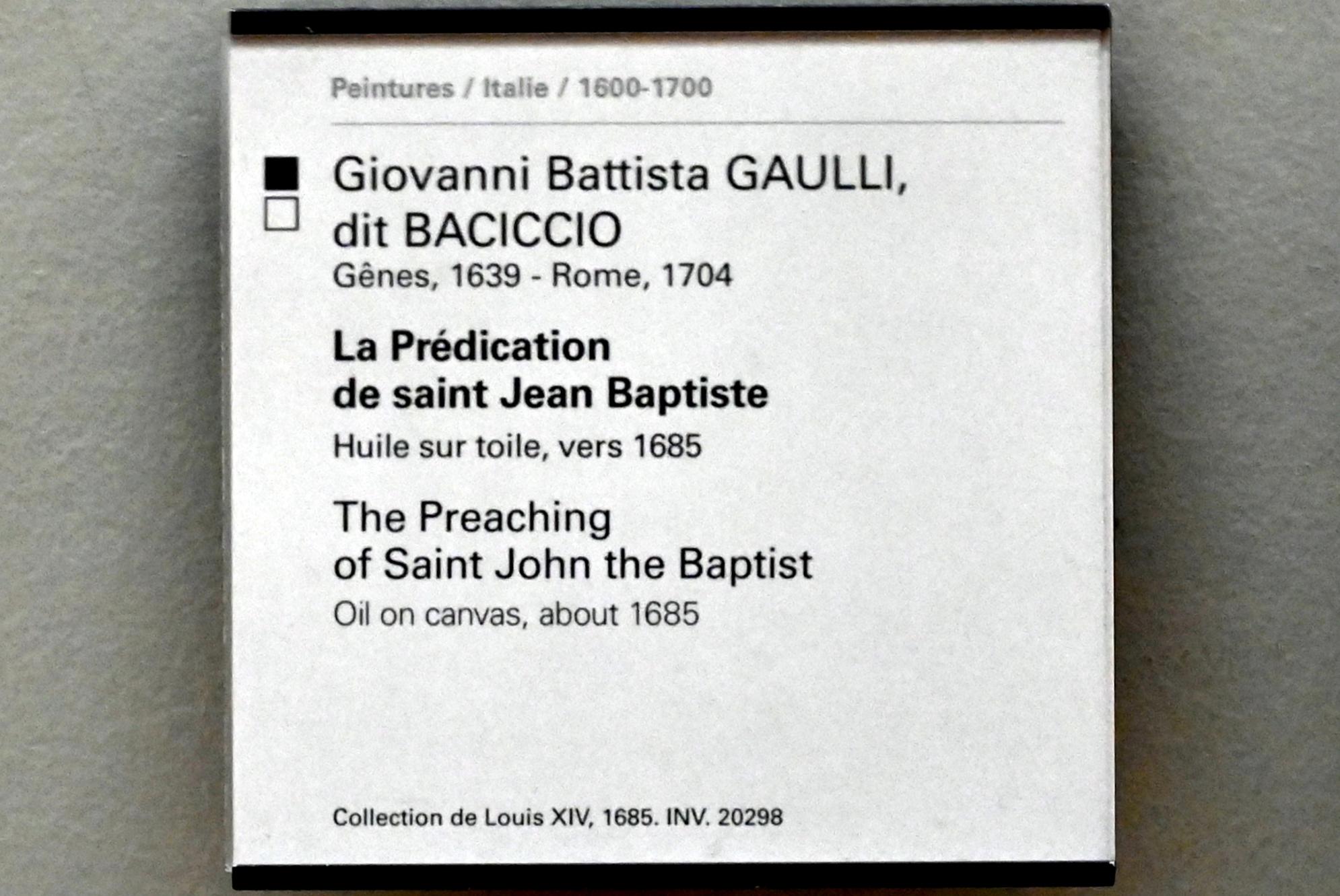 Giovanni Battista Gaulli (1666–1695), Predigt Johannes des Täufers, Paris, Musée du Louvre, Saal 717, um 1685, Bild 2/2
