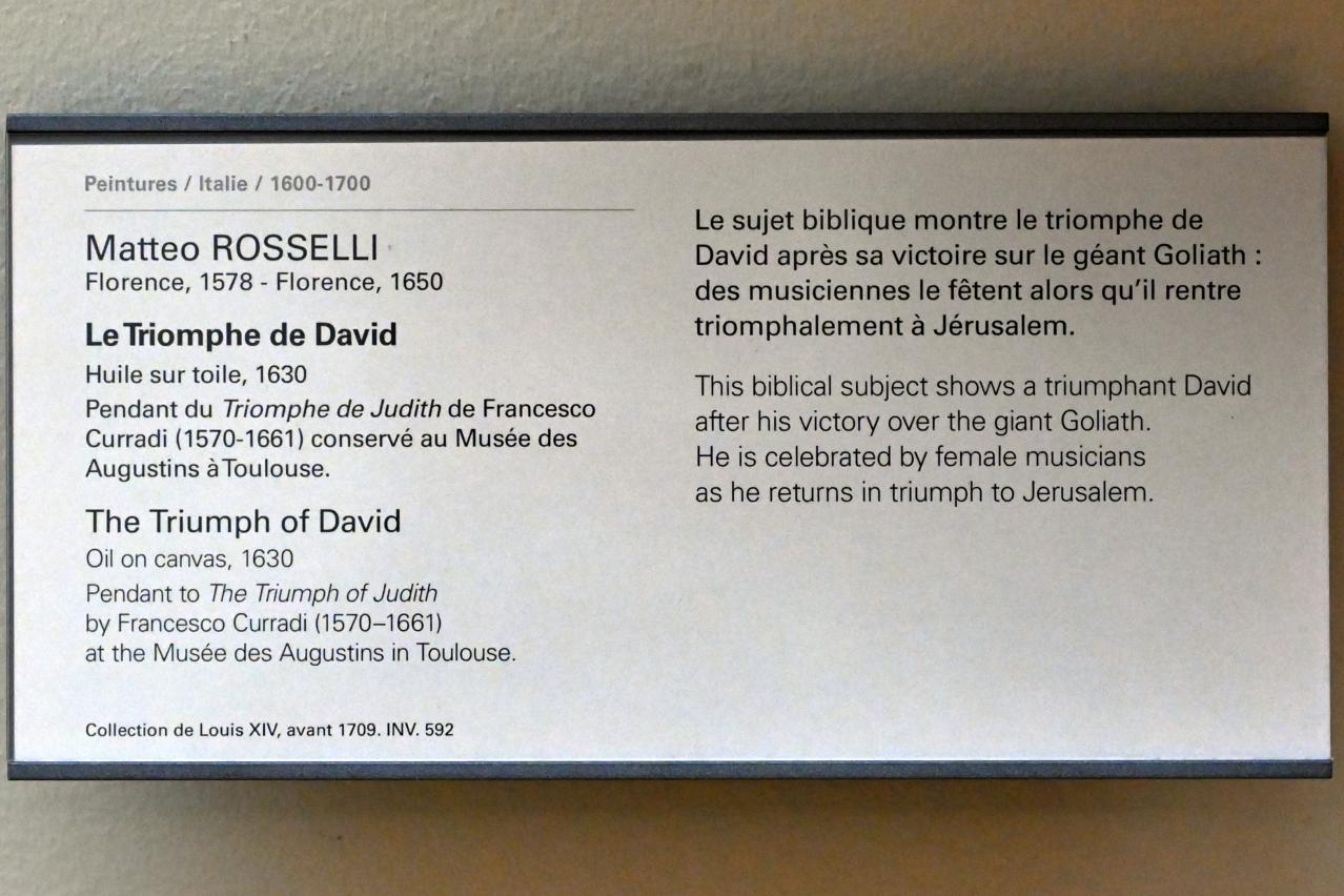 Matteo Rosselli (1630), Der Triumph Davids, Paris, Musée du Louvre, Saal 717, 1630, Bild 2/2
