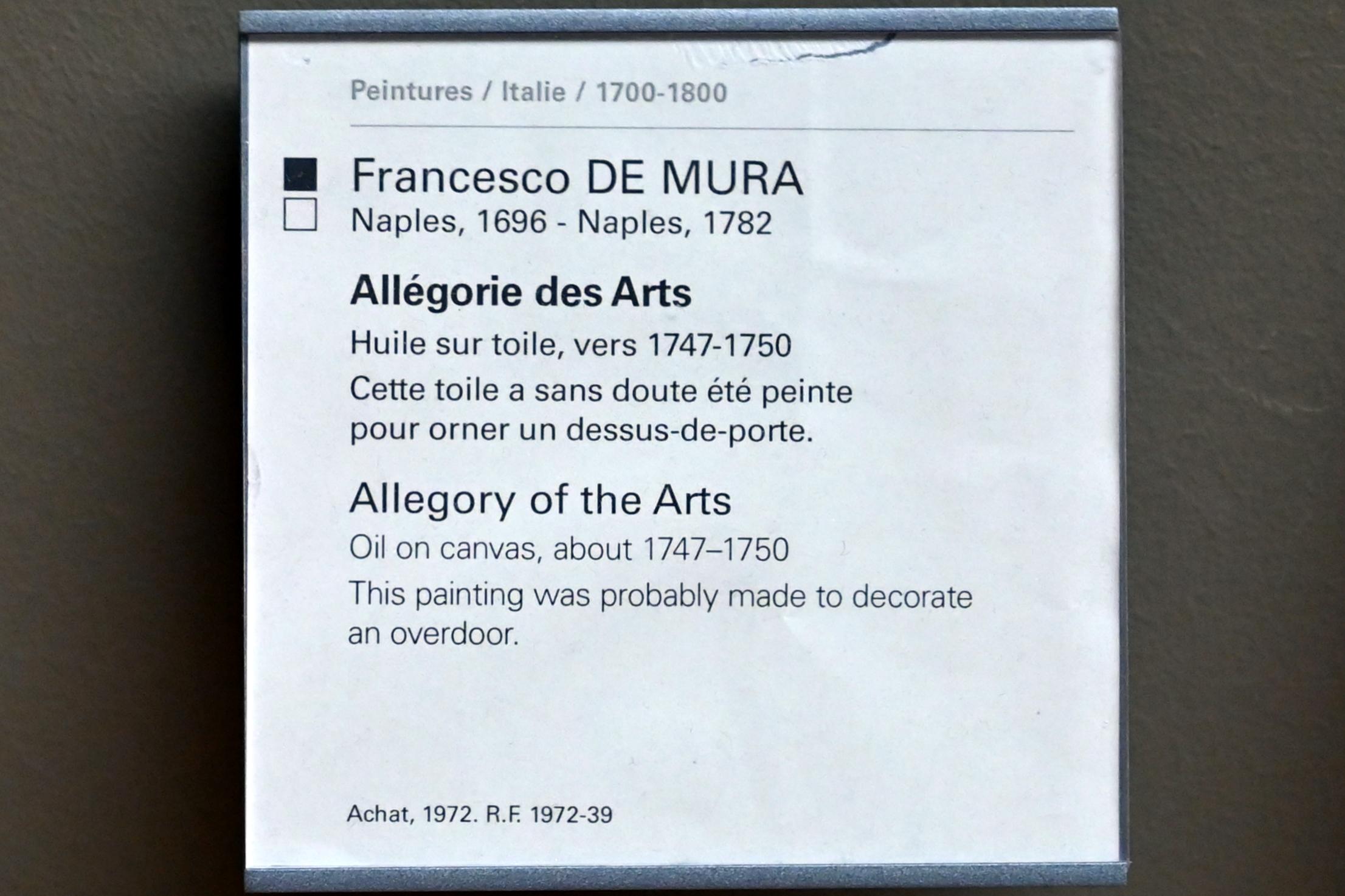 Francesco de Mura (1748–1756), Allegorie der Künste, Paris, Musée du Louvre, Saal 718, um 1747–1750, Bild 2/2