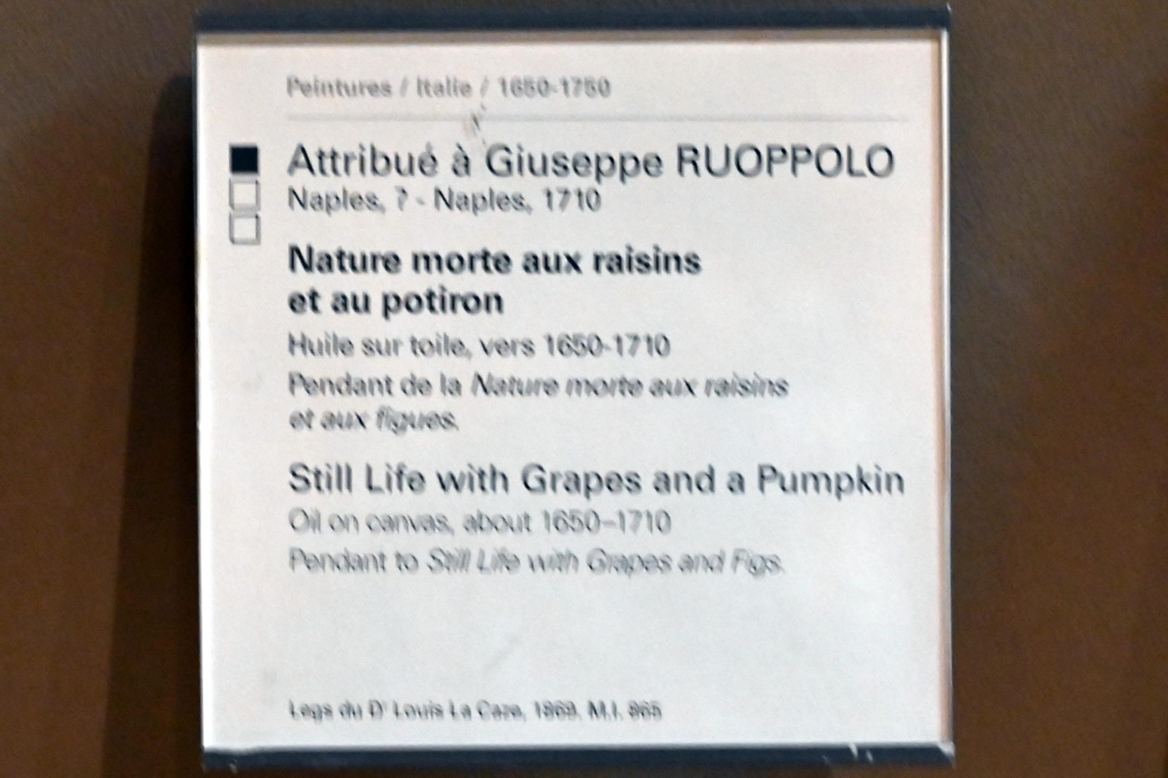Giuseppe Ruoppolo (1680), Stillleben mit Trauben und Äpfeln, Paris, Musée du Louvre, Saal 718, um 1650–1710, Bild 2/2